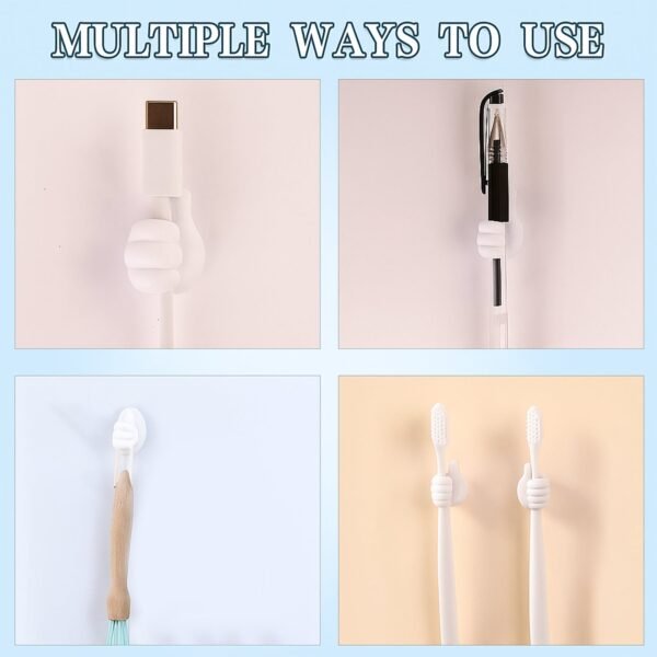 White Multifunctional Multi functional Hand Shape Wall Clip Hanger Keys Cable Holder