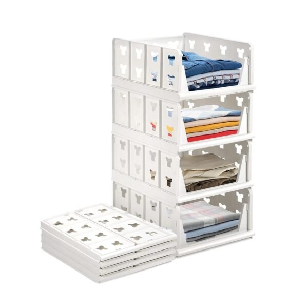 4-Layer Stackable Foldable Storage Organizer Cart Kitchen, Closet, Bedroom & Bathroom
