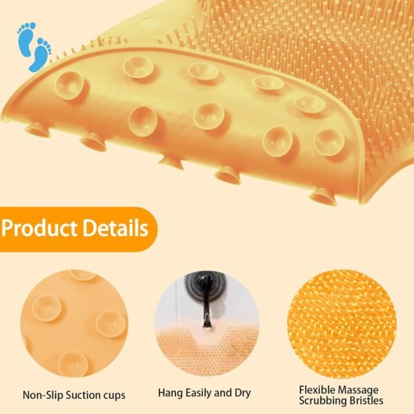 Yellow Silicone Bath Massage Cushion – Suction Cup Exfoliating Foot Scrubber & Mat