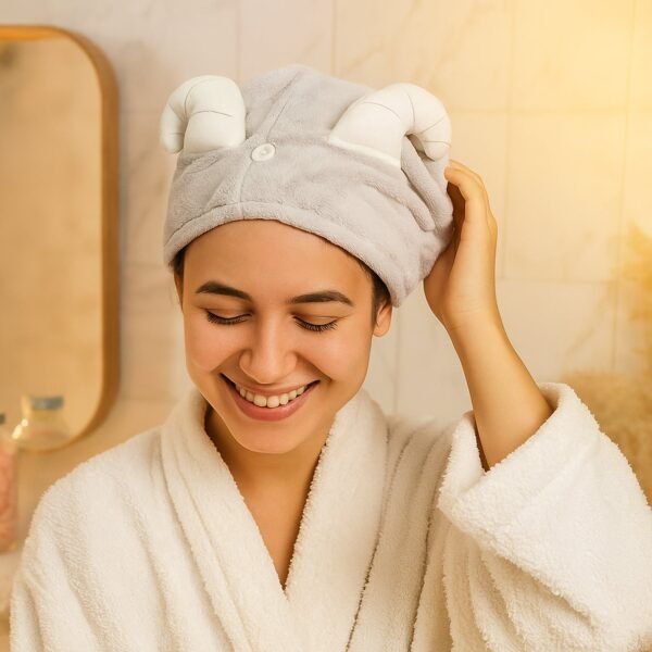 06_Women-Hair-Towel.jpg Cute Animal Ear Hooded Hair Drying Towel Wrap (1 Pc)