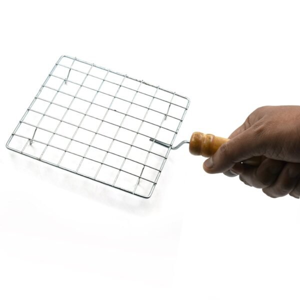 Square Stainless Steel Barbecue Grill with Wooden Handle