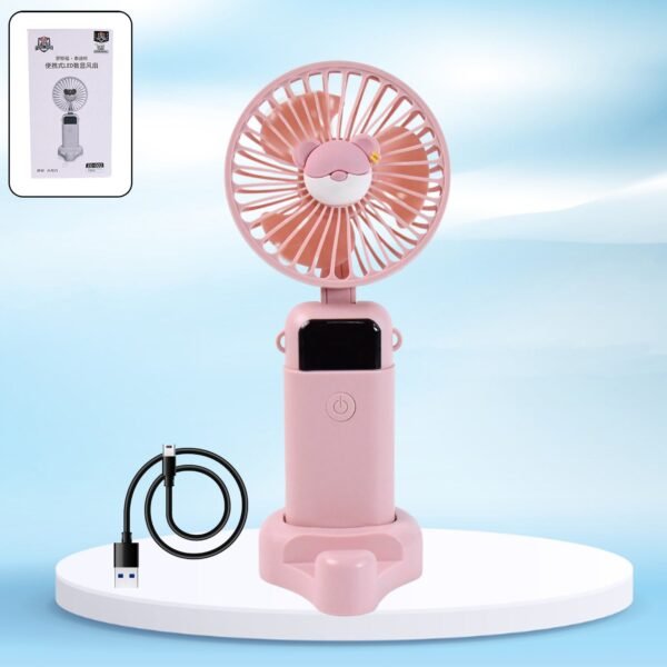 Mini USB Charging Fan with Percentage Display, 5 Speed Modes, and Mobile Stand