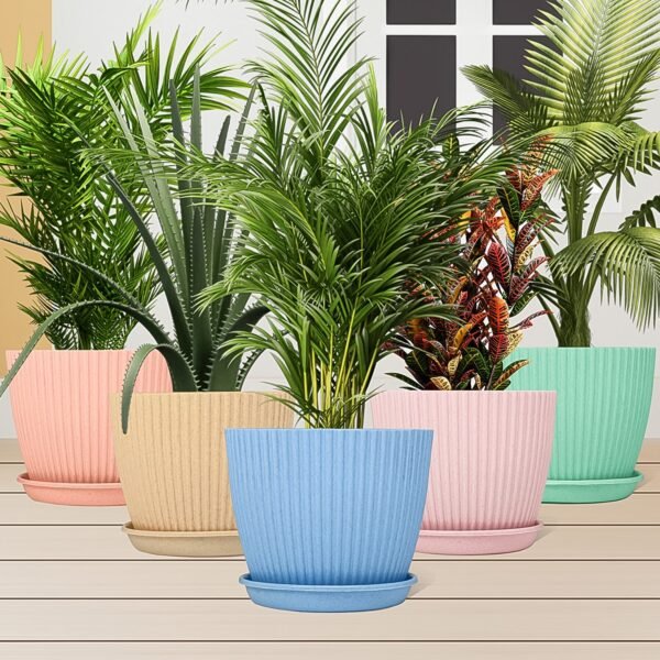 06_a99d4742-1e28-447e-b952-1bc8049423ce.jpg Plastic Flower Pot with Bottom Tray (5 Pcs Set)