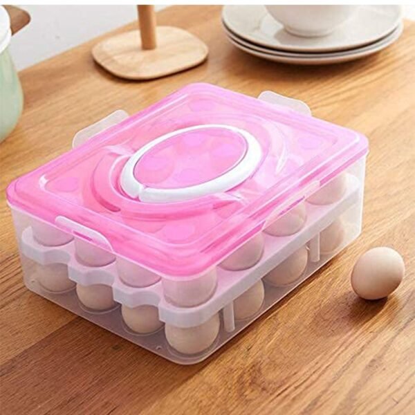 2 Layer 32 Grid Egg Tray with Lid Carrier Holder1 Pc