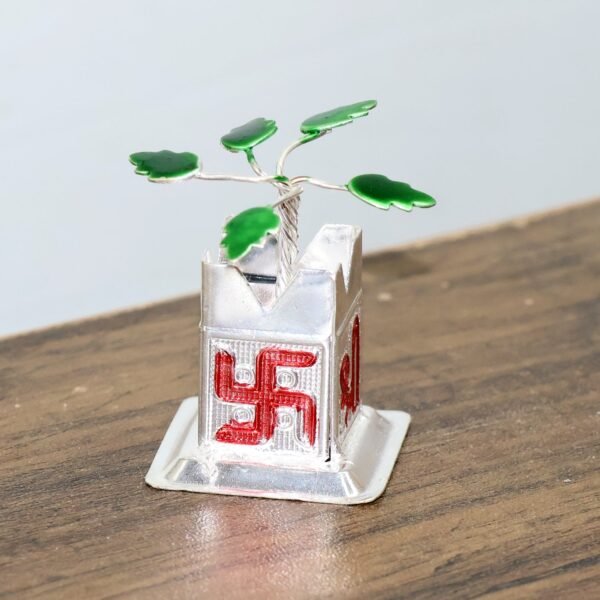 06_b379adeb-942d-409f-a505-3fa24567b855.jpg Tulsi Plant Miniature Idol with Mandir Kalash Base - (1 Pc)