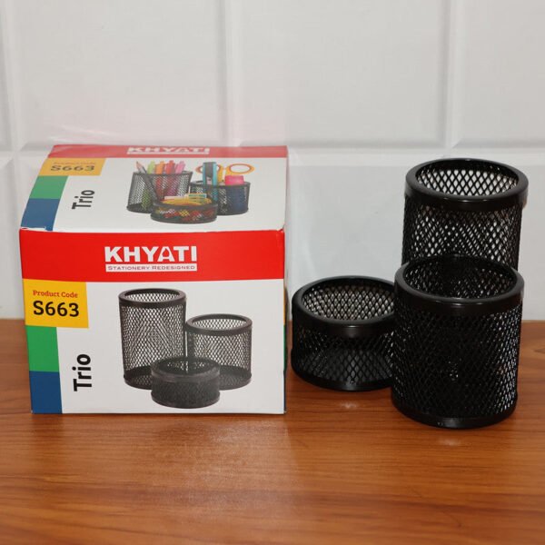 06_b4bba112-6abd-498a-9fee-0911eb711f3f.jpg Khyati Trio Metal Mesh Pen Stand – 3-in-1 Round Desk Organizer Set