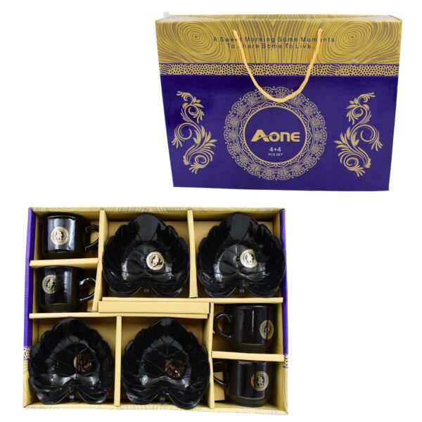 06_bf40896d-e3aa-4a57-b099-42f835c86dbc.jpg A One Ceramic Tea / cups / Mug Set With Leaf Shape Serving Bowl (8 Pcs set)