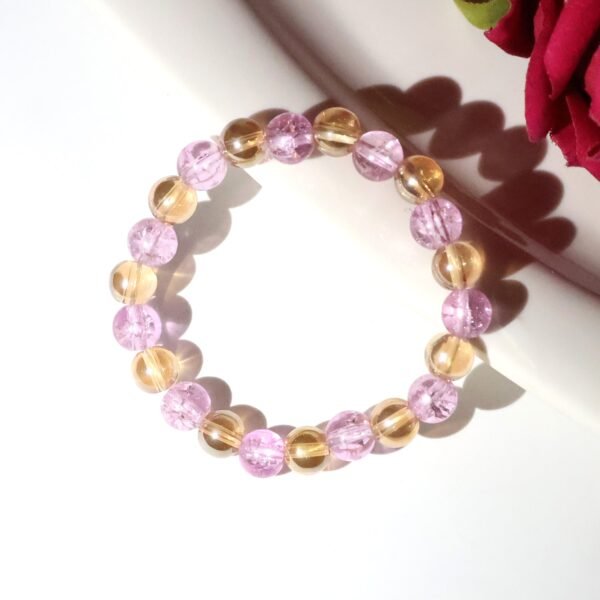 Elegant Dual-Tone Crystal Beaded Stretch Bracelet (1 Pc)