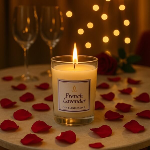 In'lief French Lavender Soy Blend Scented Candle in Glass Jar (50GM / 1 Pc)