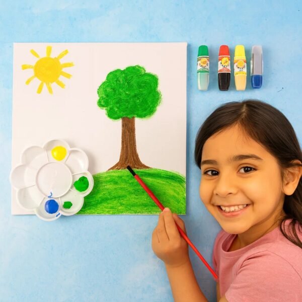 Watercolor Paint Set with 8 Vibrant Colors, Brushes, and Palette