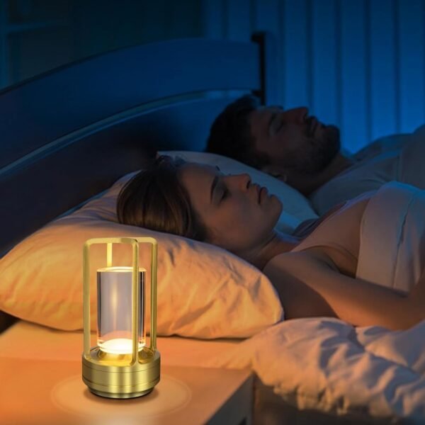 Crystal Lantern Table Lamp Rechargeable Cordless LED Light with 3 Colors 1 Pc