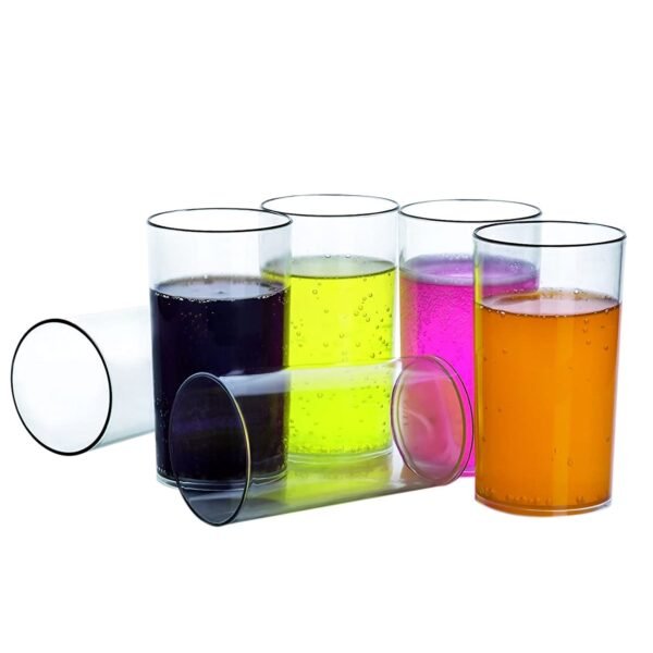 Heavy unbreakable Plastic Clear look fully Transparent Glasses Set 330ml (6pcs)