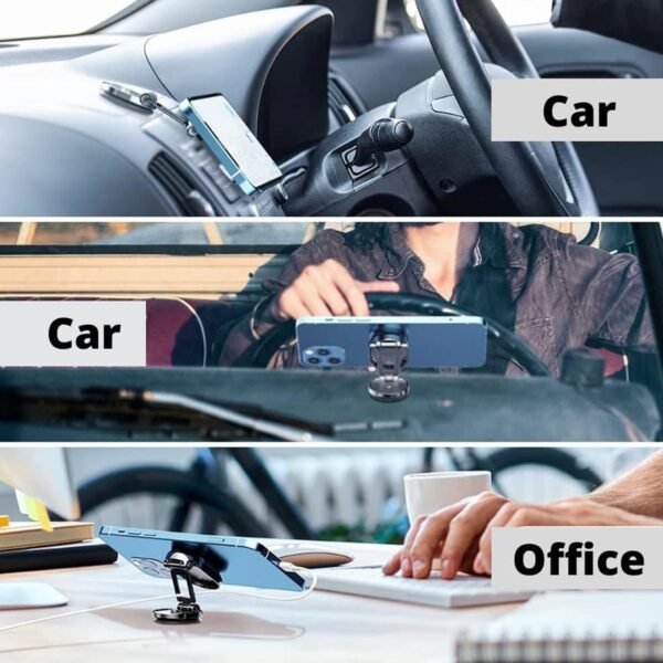 360° Rotating Magnetic Car Phone Holder in Metal (1 Pc, Folding)