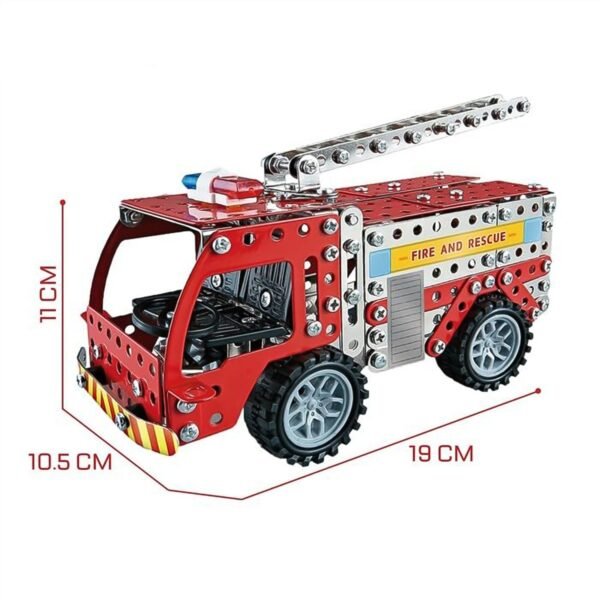 Metal DIY Fire Truck Building Blocks Kids (Fire Truck / 292pcs of truck tool / 1 Set)