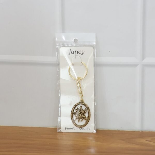 Premium Golden Metal Durga Maa Keychain (1 Pc)