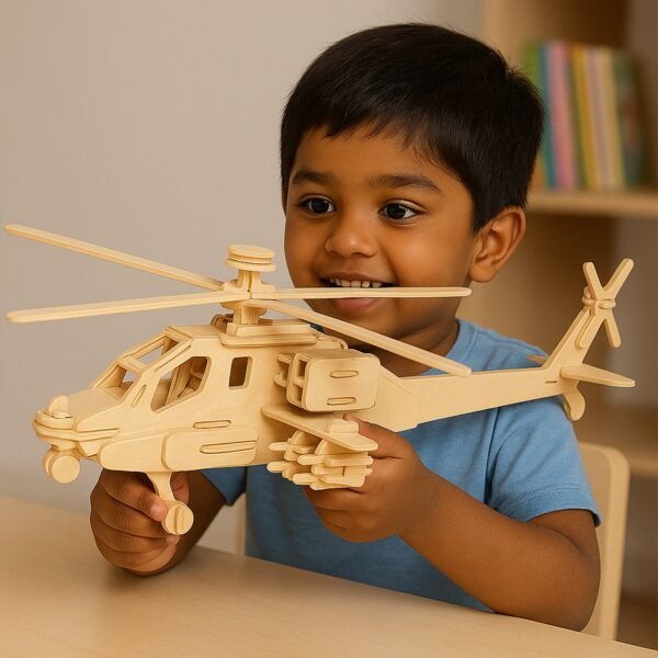 3D Wooden Helicopter Puzzle DIY Model Kit (1 Set)
