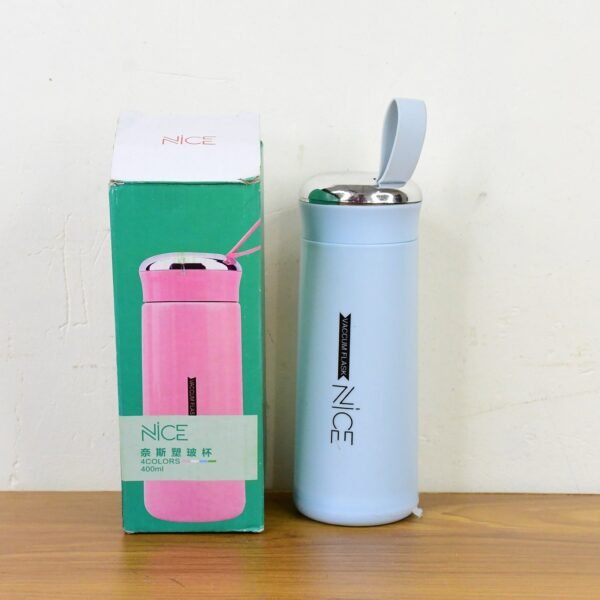 Water bottle 400ml leak proof, glass water bottle with   (1 pc / Light Blue Color)