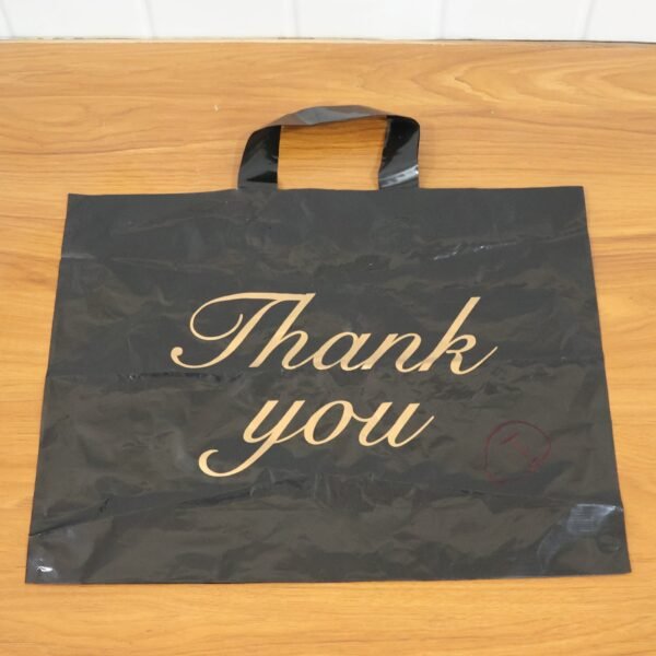 Premium Black Thank You Printed Plastic Carry Bag 30 × 39 Cm (1 Pc)