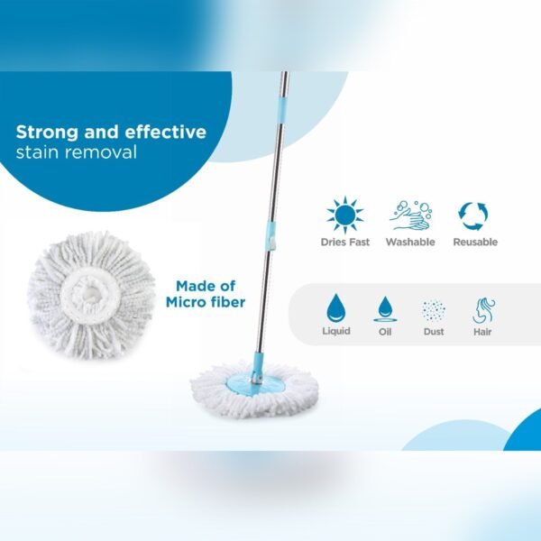 Rapid Steel Spinner Bucket Mop 360 Degree Wringer with 2 Absorbers for Home Office