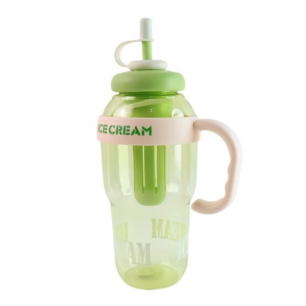 Approx 1300ML Large Capacity Cute Ice Cream Themed Water Bottle with Handle, Straw