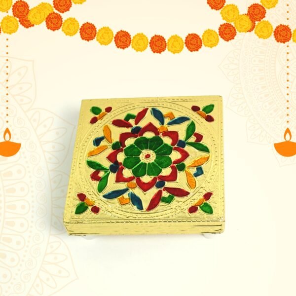 06_f0e25bf8-ed18-47dd-82e8-c5386cce2568.jpg Handicraft Wood Chowki for Pooja , Wooden Bajot (1 Pc / Mix Descign & Color)