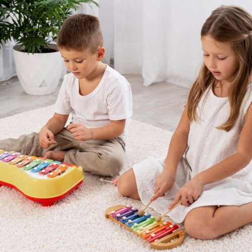 06_f468cbce-3fd7-457b-9e5d-a1a69e633deb.jpg 2 in 1 Baby Piano Xylophone Toy for Toddlers, 5 Multicolored Key Keyboard Xylophone Piano, Preschool Educational Musical Learning Instruments Toy for Baby Kids Girls Boys 3+ Years (1 Pc)