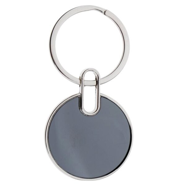 Sleek Black Round Metal Keychain (1 Pc)