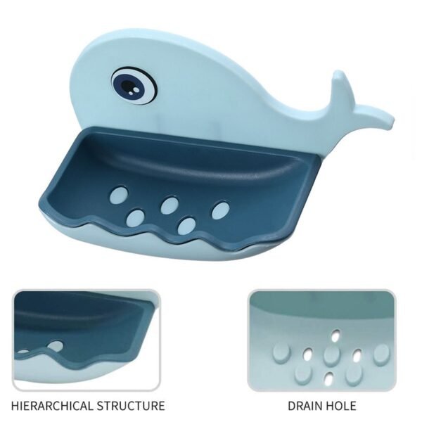 Fish Shape Wall-Mounted Double Layer Soap Holder for Bathroom & Kitchen
