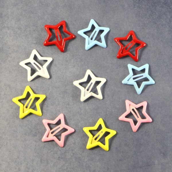 06_hair-clip.jpg Metal Printed Star Shape Hair Clips (10 Pcs Set)