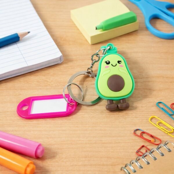 Cute Cartoon Character Keychain with Label Tag Holder (1 Pc)