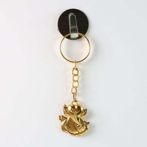 Golden Ganesh Leaf Design Keychain (1 Pc)