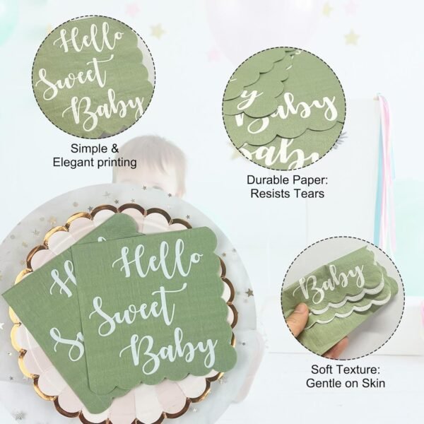 Hello Sweet Baby Party Paper Napkins (31 x 31 cm / 24 Pc)