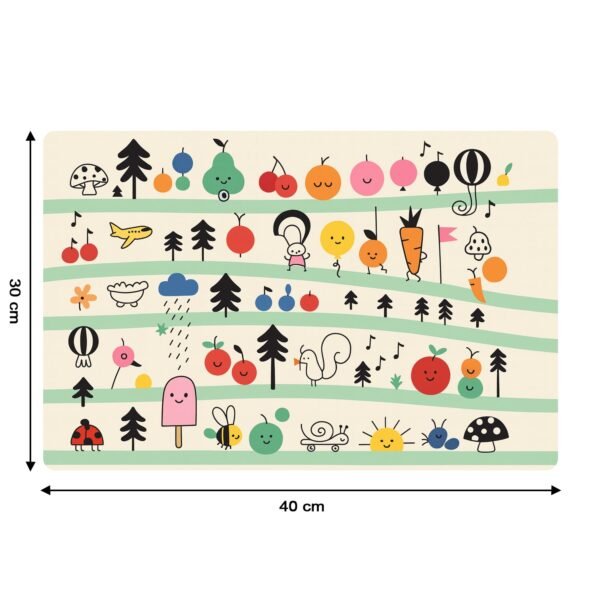 Colorful Cartoon Printed Dining Table Placemats for Kids (4 Pc / 40x30 Cm)