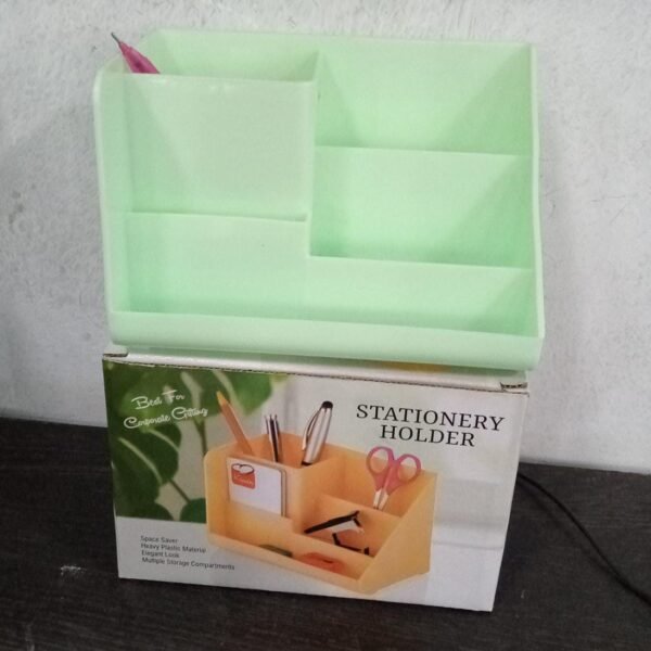 Stationery Holder Desk Organizer Space Saver Pen Stand Multi Compartments Holder