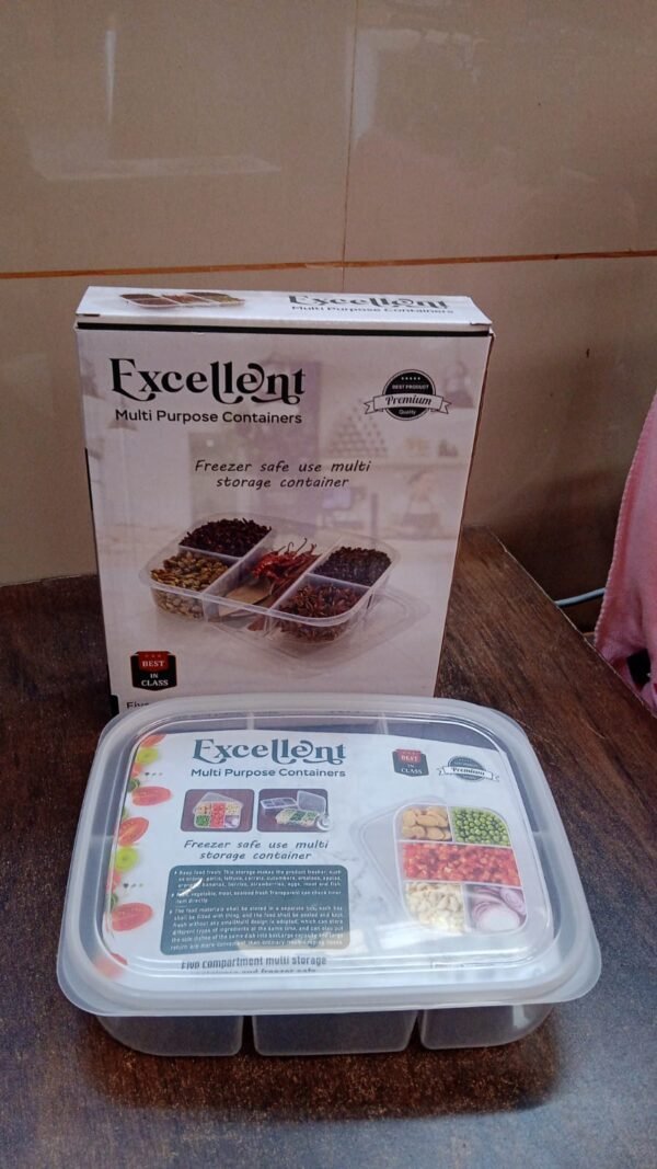 0762ead6-4ea1-4a8b-88d1-ed84f00ff16f.jpg Plastic 5- Compartment Excellent container Reusable Lunch Box (1 Pc)