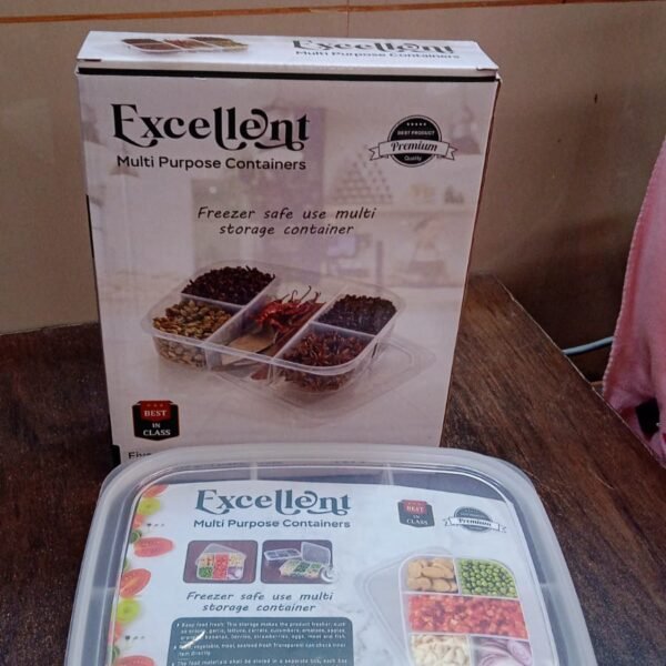 0762ead6-4ea1-4a8b-88d1-ed84f00ff16f.jpg Plastic 5- Compartment Excellent container Reusable Lunch Box (1 Pc)