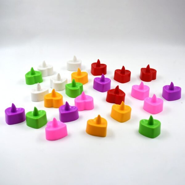Heart Shape Battery Operated Tea Light LED Candles, Decoration Diwali (24 Pc Set)