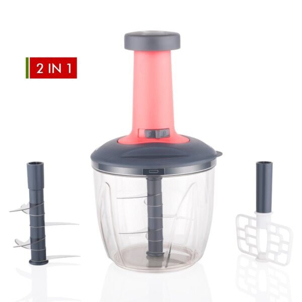 1100 ml 2 in 1 Push Up Chopper with 6 Sharp Blades Vegetable and Fruit Cutter