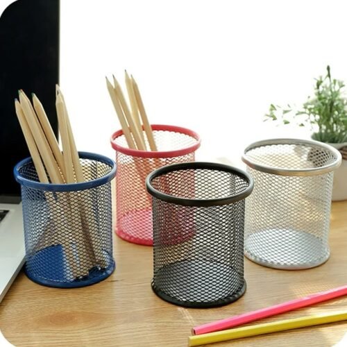 07_069e55f6-0e78-4f3f-a92a-f5c28fdb6283.jpg Metal Mesh Pen Holder for Desk (1 Pc): Pen Stand, Pencil Organizer, Stationery