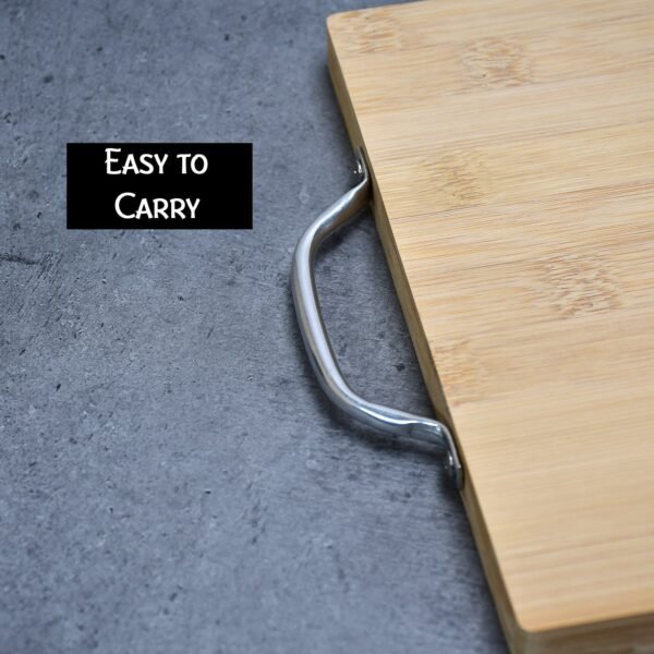 Thick Wooden Bamboo Kitchen Chopping Board with Holder for Fruits & Meat