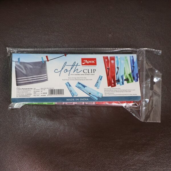 Cloth Clips Set of 12 – Strong Grip Plastic Laundry Pegs with Stainless Steel