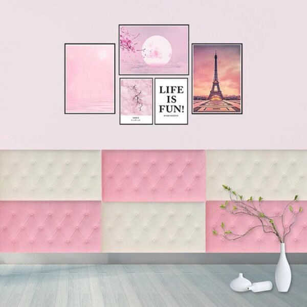 Pink 3D Adhesive Wallpaper for Living Room – Self Adhesive Home Decor