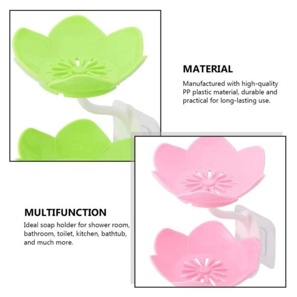 Double Layer Flower Self Draining Soap Dish Holder, Bathroom Shower Soap Holder