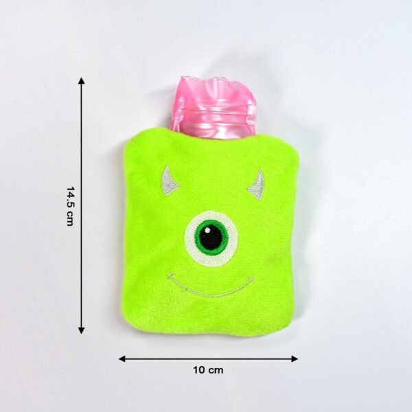07_2d99d8c3-ed49-4806-9483-046120ece443.jpg Green One-Eyed Monster Print Small Hot Water Bag with Cover for Pain Relief