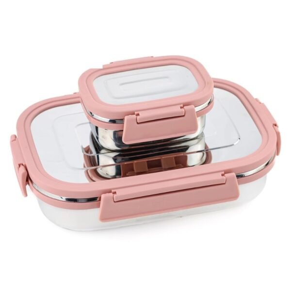 07_3685feb9-77e8-4573-a146-8d12d7eb98b8.jpg Stainless Steel Leak Proof Air Tight Lunch Boxes (900ML+200ML Approx / 2 Pc Set)