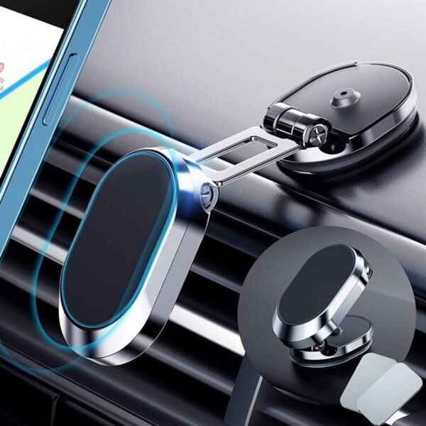 360° Rotating Magnetic Car Phone Holder in Metal (1 Pc, Folding)