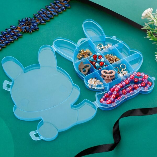 Transparent Cartoon Bear Plastic Storage Box Jewelry Organizer Holder  1 Pc