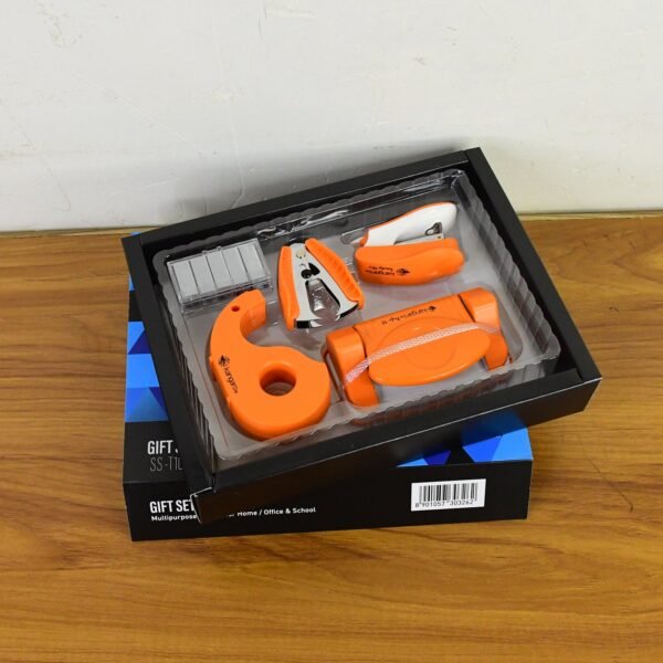 Kangaro 5-in-1 Stationery Gift Set Stapler, Staples, Staple Remover, Tape Dispenser
