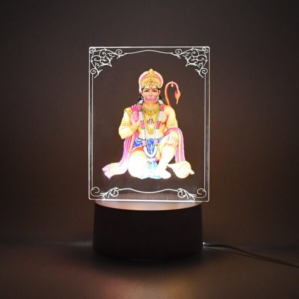 Beautiful 3D Lord Hanuman Frame with soft white light (1 Pc)