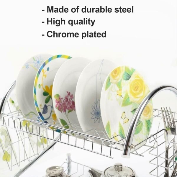 07_6f01695b-9ba5-49cd-a364-907b9c838c3f.jpg Stainless Steel 2 Layer Kitchen Dish Rack / Plate Cutlery Stand